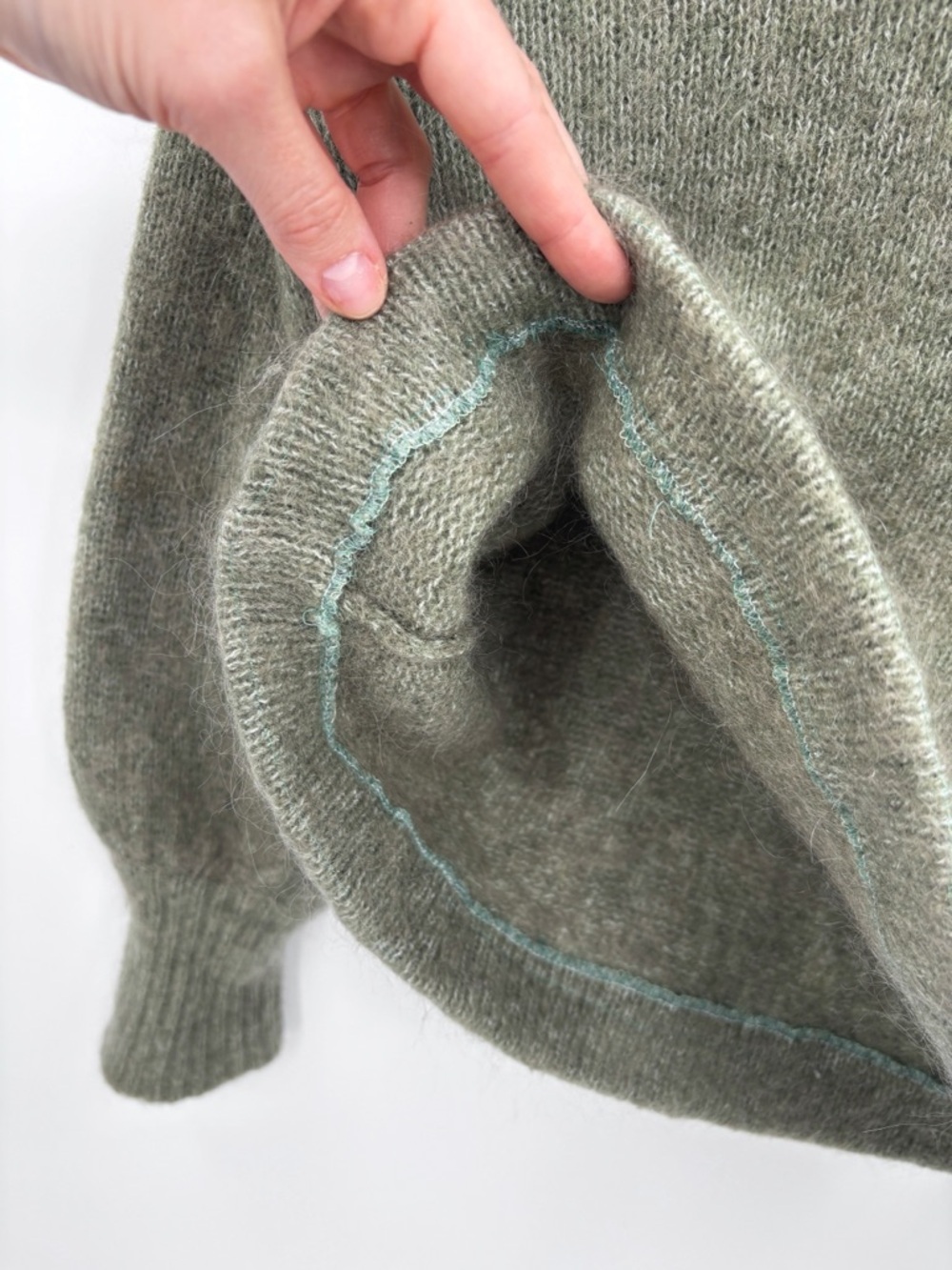 SÉZANE Mika Wool Mohair Sweater Jumper Olive Green XS - Picture 9 of 11